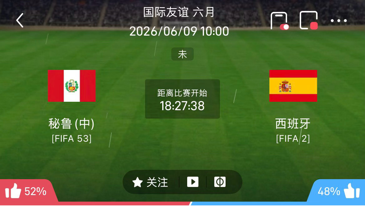 周一203：秘鲁VS西班牙足球 西班牙世界排名第 2、阵容身价超 8 亿欧元，整