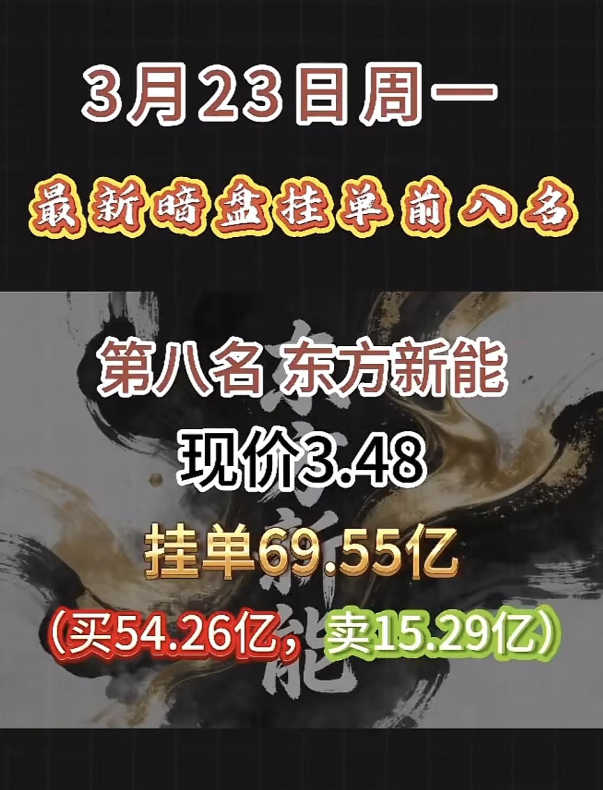3月23日暗盘隔夜挂单排行榜出炉

华电辽宁化能这数据有点意思啊！现价6.26，