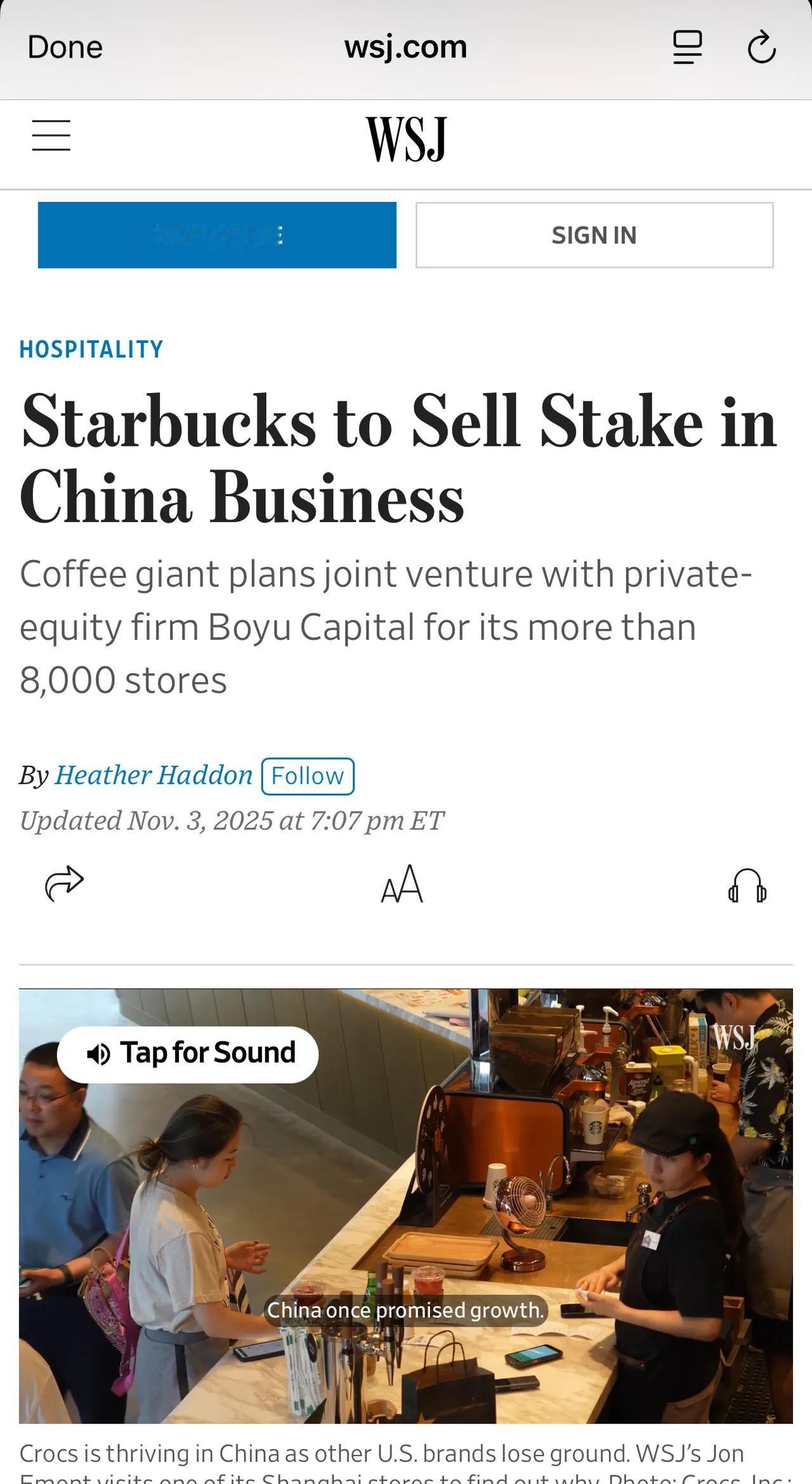 向麦当劳，肯德基看齐的路上，多了星巴克。

星巴克宣布将其中国零售业务控股权出售