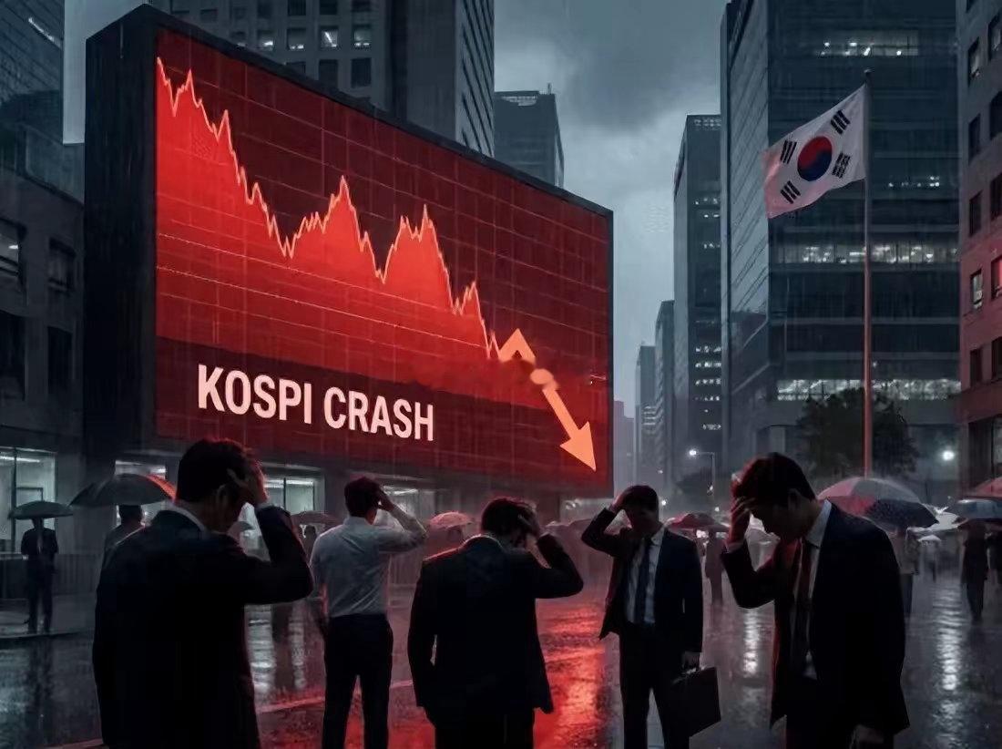 韩国股市，昨天上演了一场过山车。KOSPI指数早盘大幅跳水，一度跌超4%，触发熔