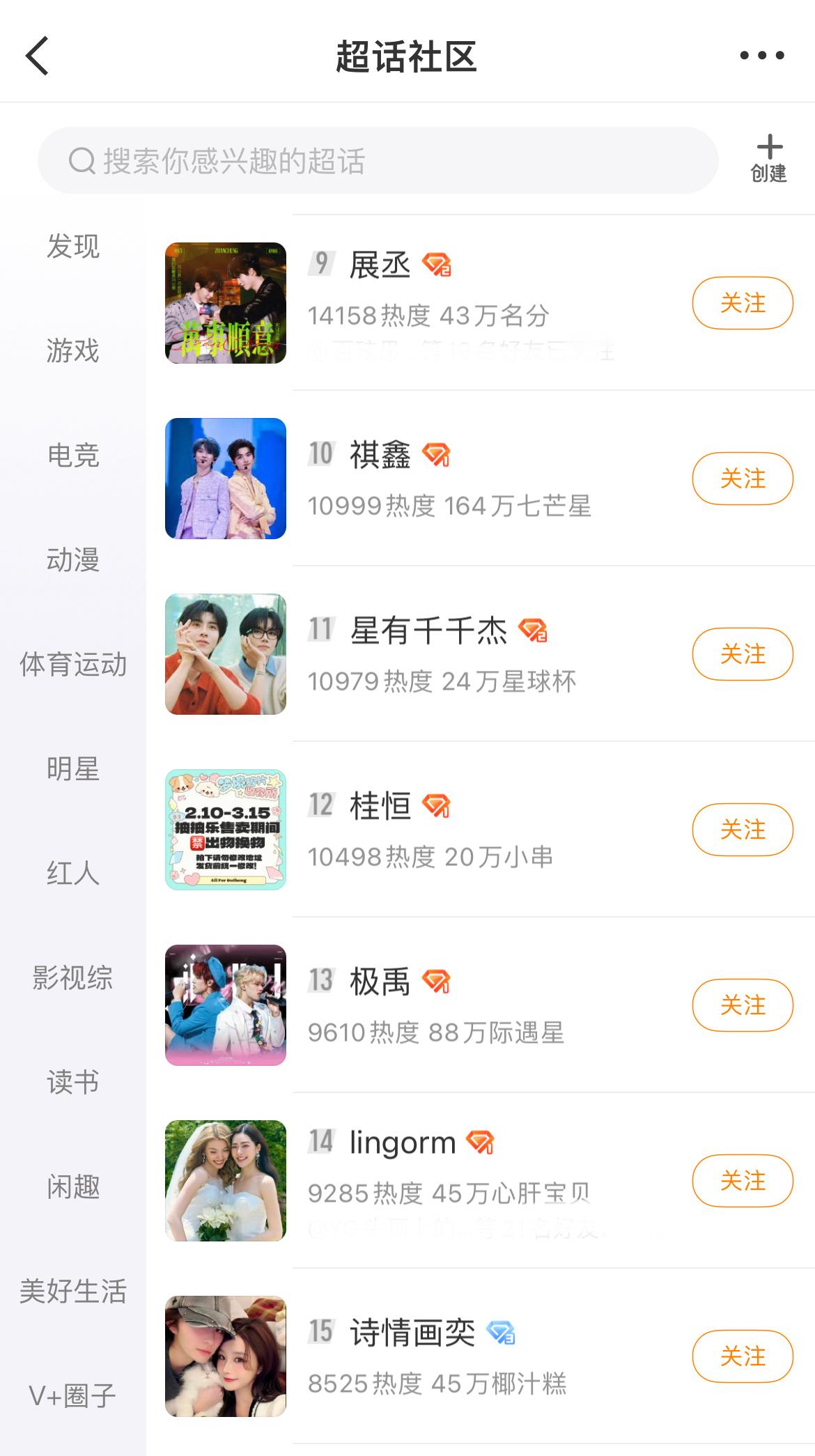 情人节cp超话排名 情人节cp超话前15📊橹穆 博君一肖 奇文 翔霖 文轩 桂