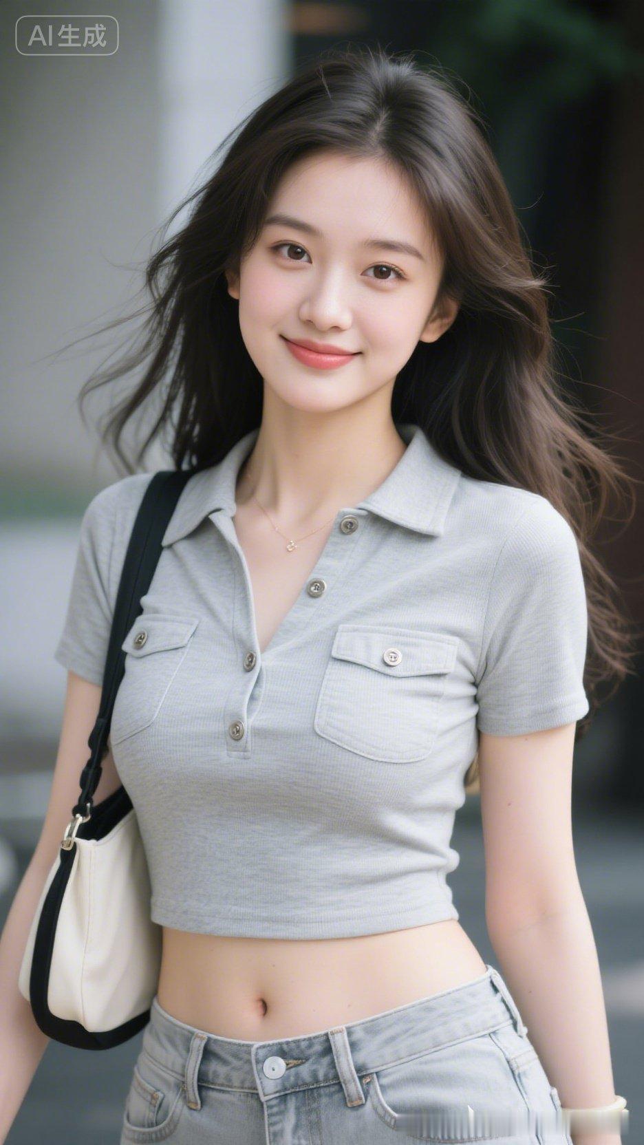 这姑娘真好看，阳光明媚的感觉。