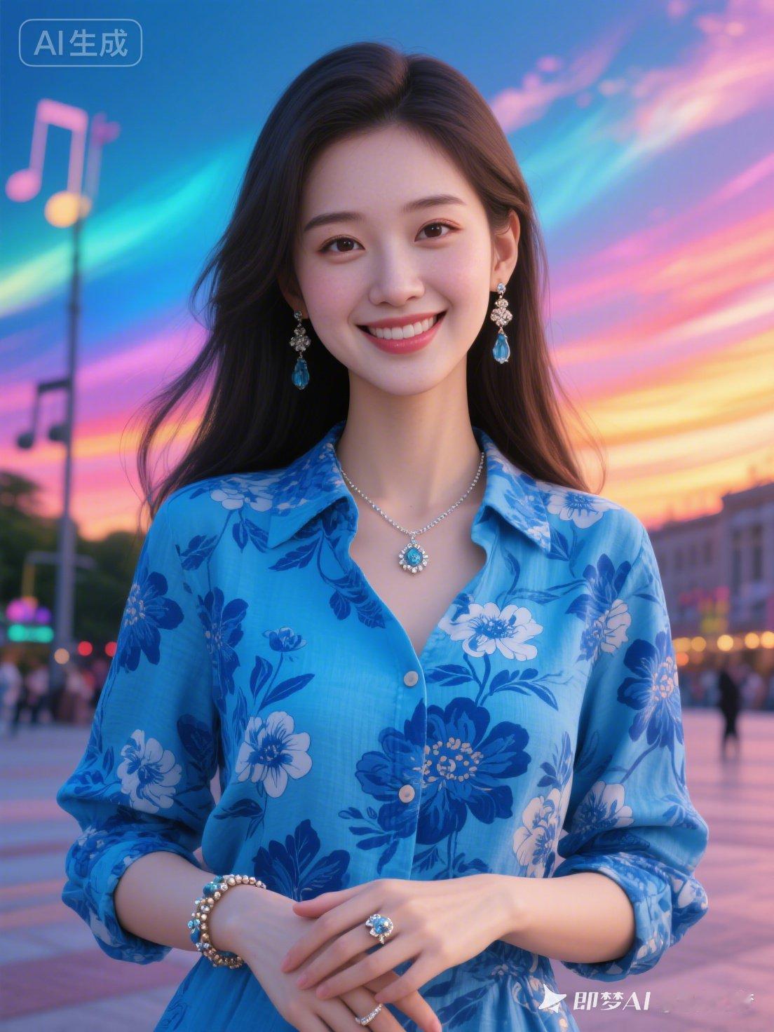 日落时分，甜美少女与绚烂天空的浪漫邂逅🌅💖