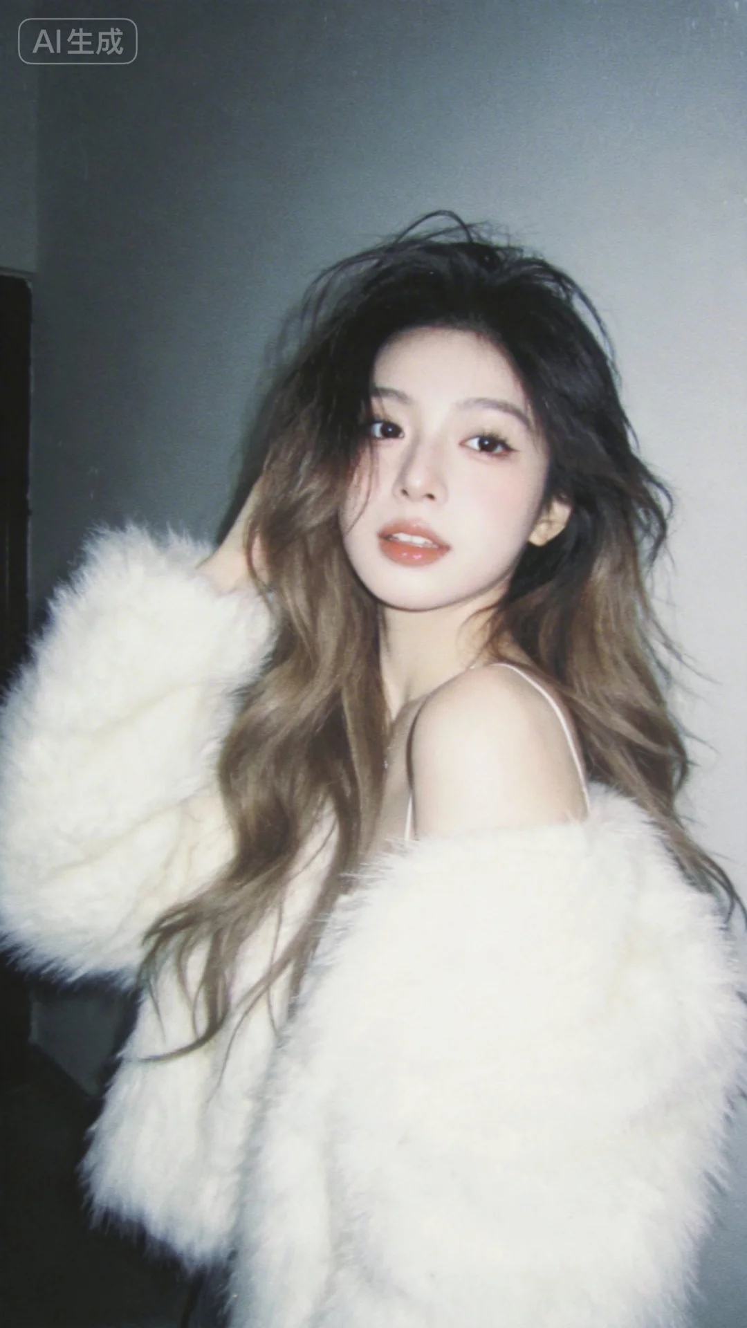 超高清展现平庸iPhone快照风格，带动态模糊自然抓拍，画面是身着白色...