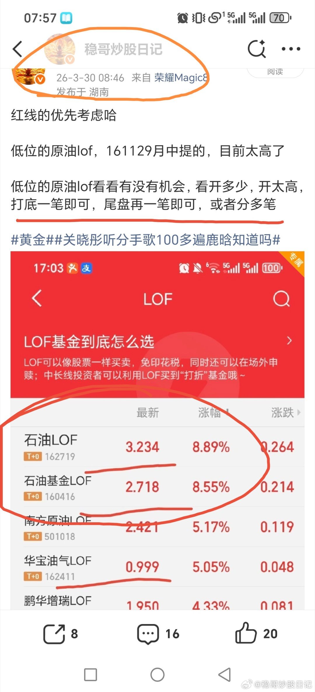 昨天真爱粉会员提的162719和167411又是两个涨停！！！石油期货接着涨，接
