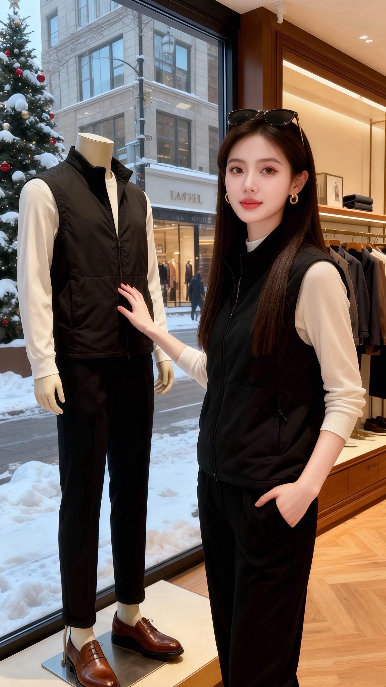 圣诞雪落满街时，皓明推开咖啡厅门，视线先撞进许妍的黑色马甲里——立领衬...