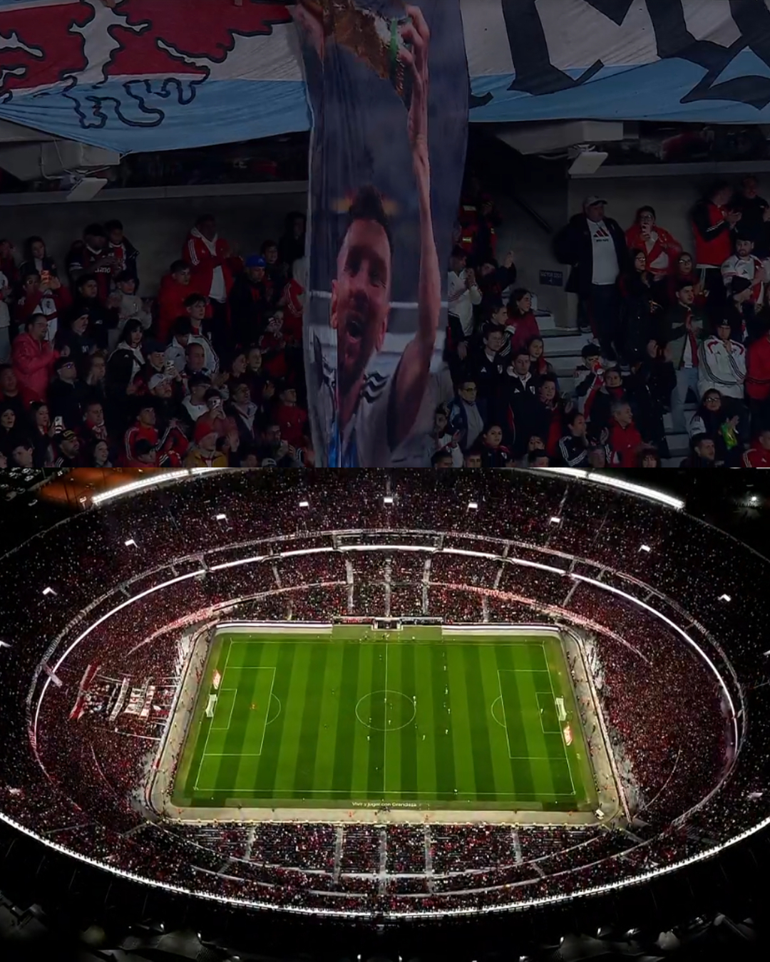 📸｜纪念碑球场全场起立鼓掌，向梅西致敬！🏟️🇦🇷 👏 在他的整个国家队