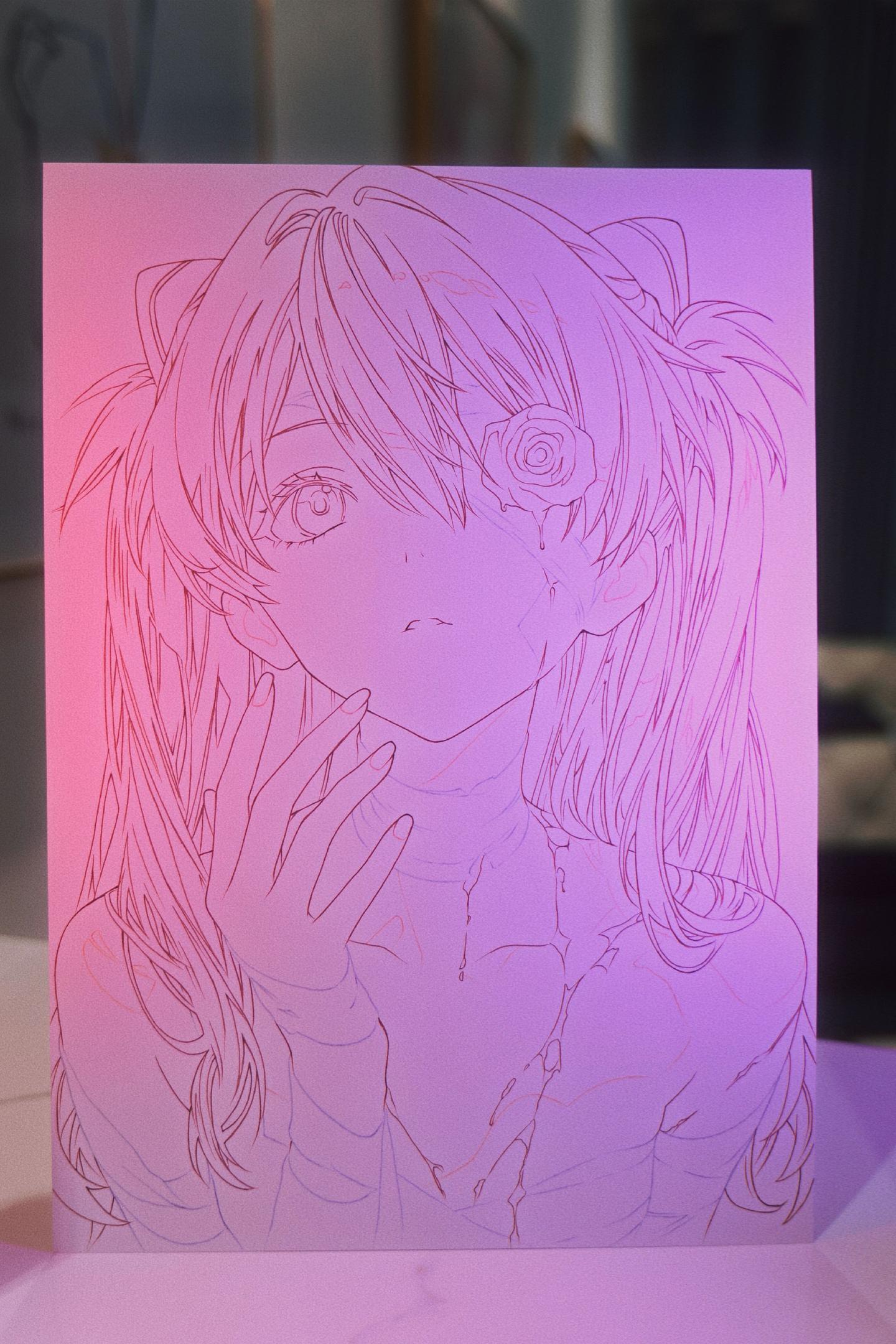 EVA明日香手绘线稿。画的真的蛮久的