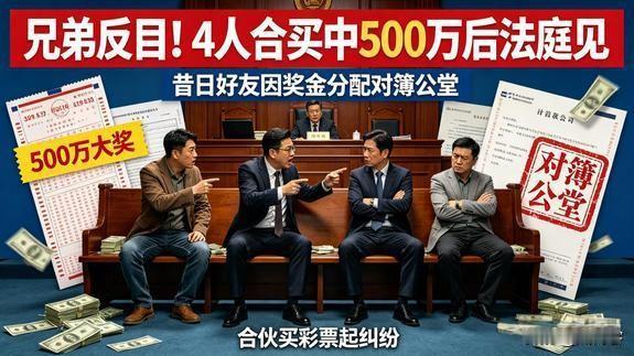 兄弟反目！四人合买中500万后法庭见！昔日好友因奖金分配对薄公堂，合伙买彩票纠纷