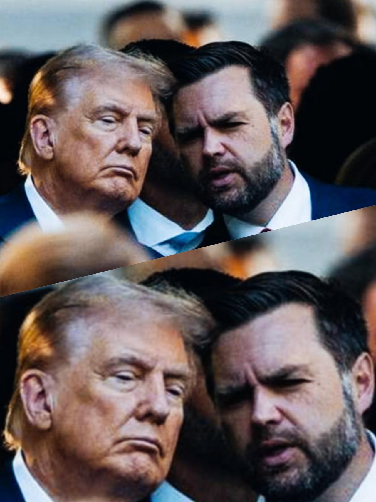 特朗普的表情是听到万斯说了什么事情呢？
万斯一句悄悄话，让特朗普表情这么夸张啊！