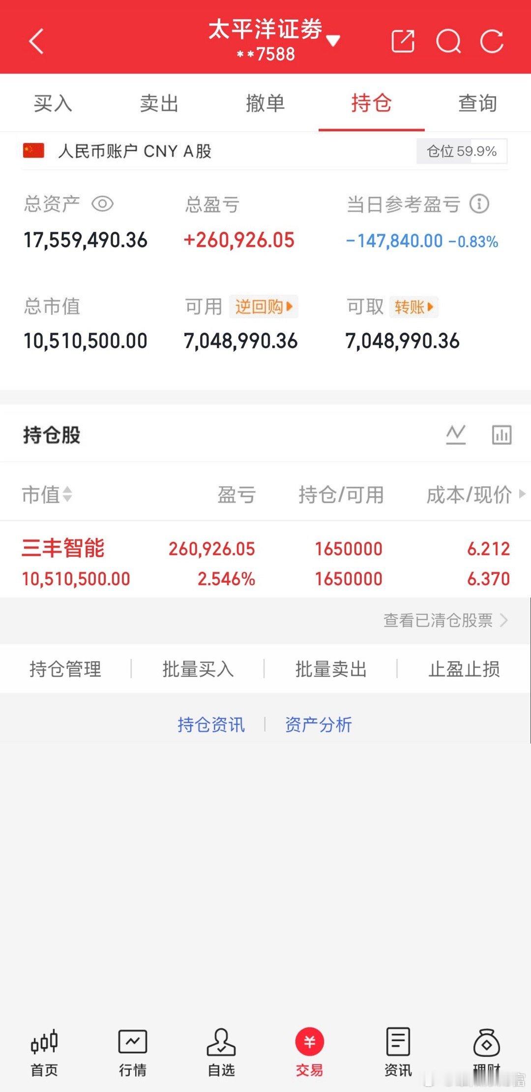 7月30日实盘交易记录更新持有：三丰智能全程真实账户操作，踏踏实实干，向着目标稳