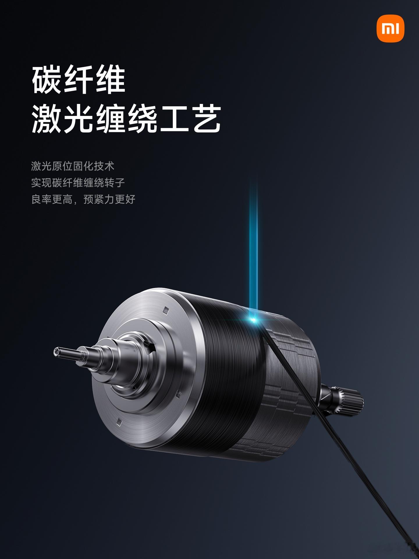 小米超级电机技术预研，继续探索科技的高峰。采用碳纤维激光缠绕工艺，实验室预研已实
