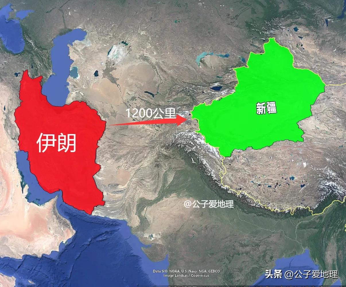 原来伊朗和新疆几乎一样大，距离还不远！
你有没有想过，一个国家和我们中国的一个省
