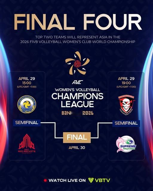 【女排亚冠四强出炉 泰国梁咏琪宝刀不老】
泰国曼谷女排亚冠联赛四强出炉
半决赛哈