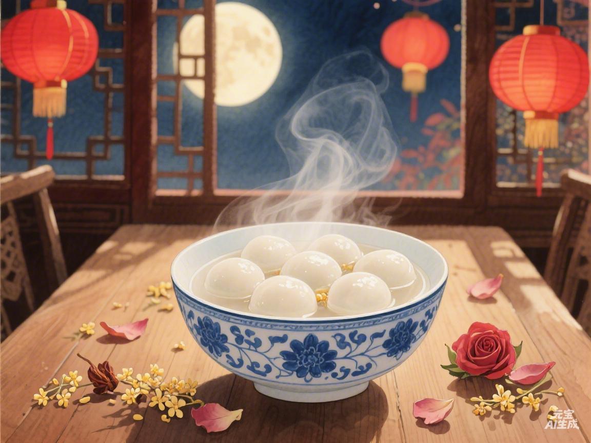 正月十五庆团圆！汤圆软软糯糯，象征着家庭和睦、生活甜美。记得和家人一起分享这份甜