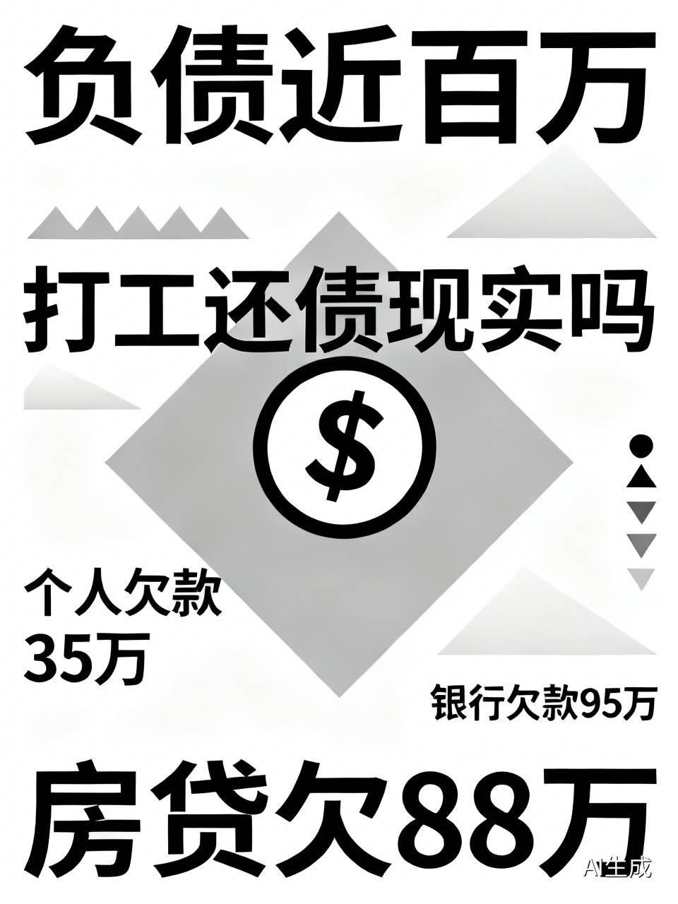 其实负债已超百万，接近150万了。
打工还只还本金也得至少15年来了。也就是干到