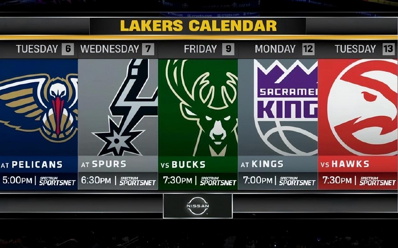 湖人未来5场比赛对手：

鹈鹕（客）、马刺（客）、雄鹿、国王（客）、老鹰。

对