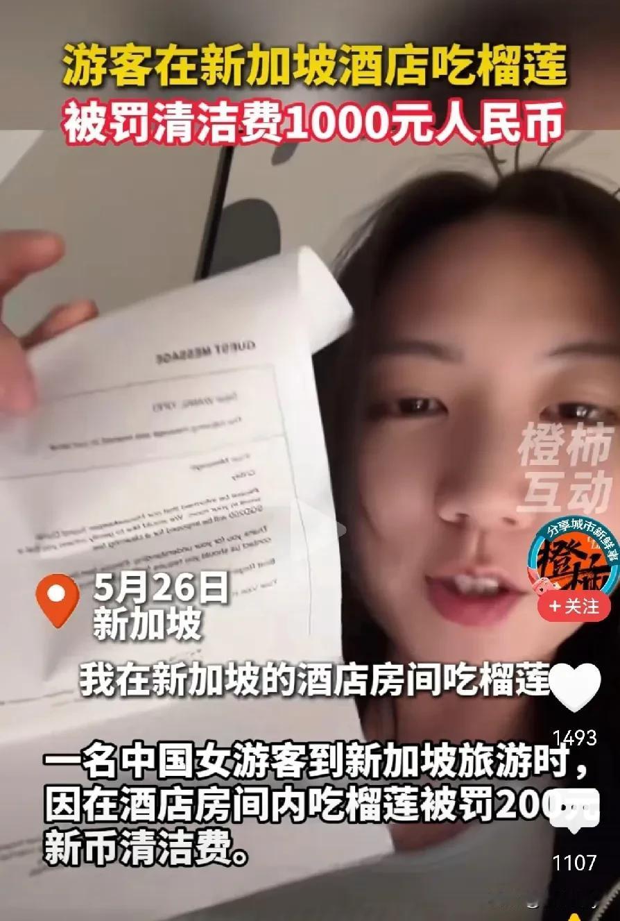 国人去新加坡千万小心了！中国女游客吃个榴莲竟被罚1000人民币，更有网友爆料，因