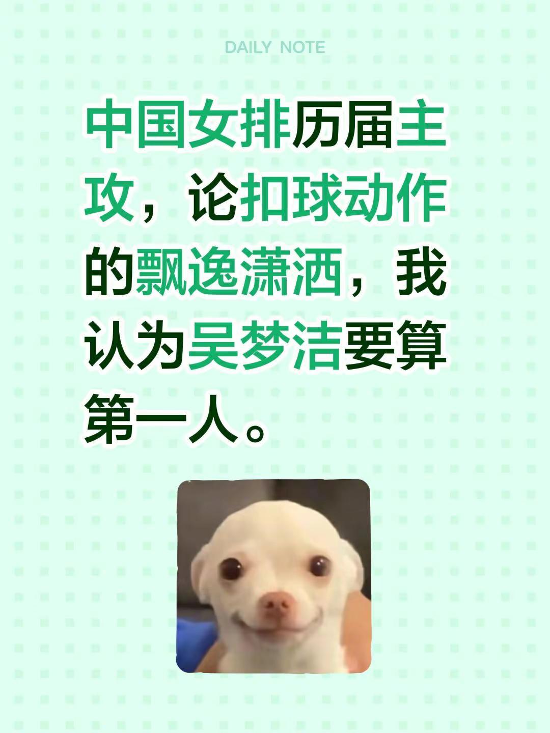 吴梦洁是第一人。中国女排历届主攻，论扣球动作的飘逸潇洒，我认为吴梦洁要算第一人。