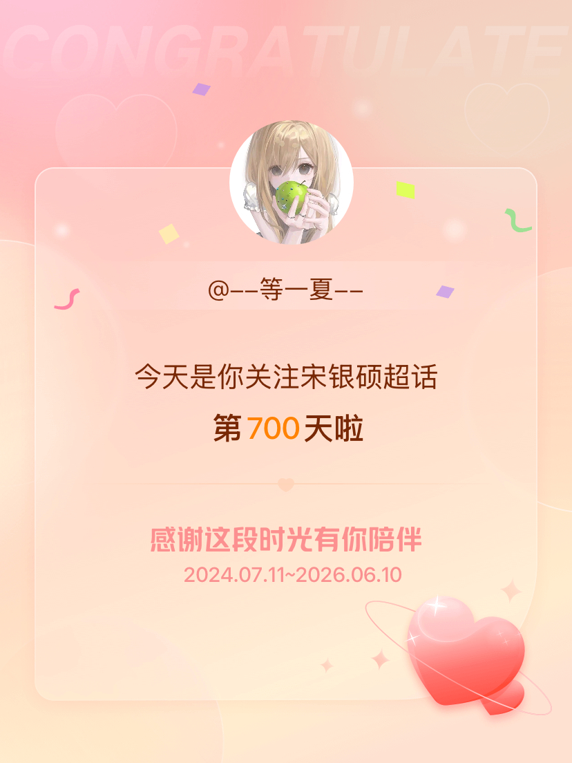今天是我关注超话的第700天，和我家说说700days 
