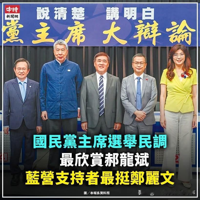 最后民调！郑丽文党员支持度第一！全民调第二。
今天岛内偏绿的台湾民意基金会公布选