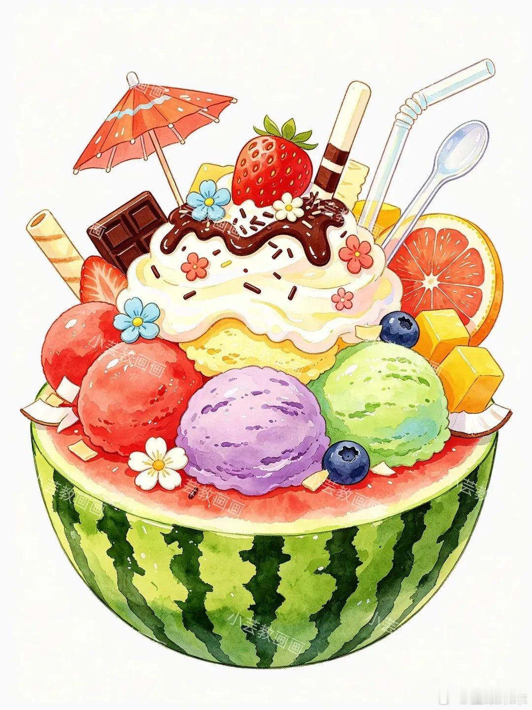 夏日西瓜冰沙水果组合甜品系列～ 