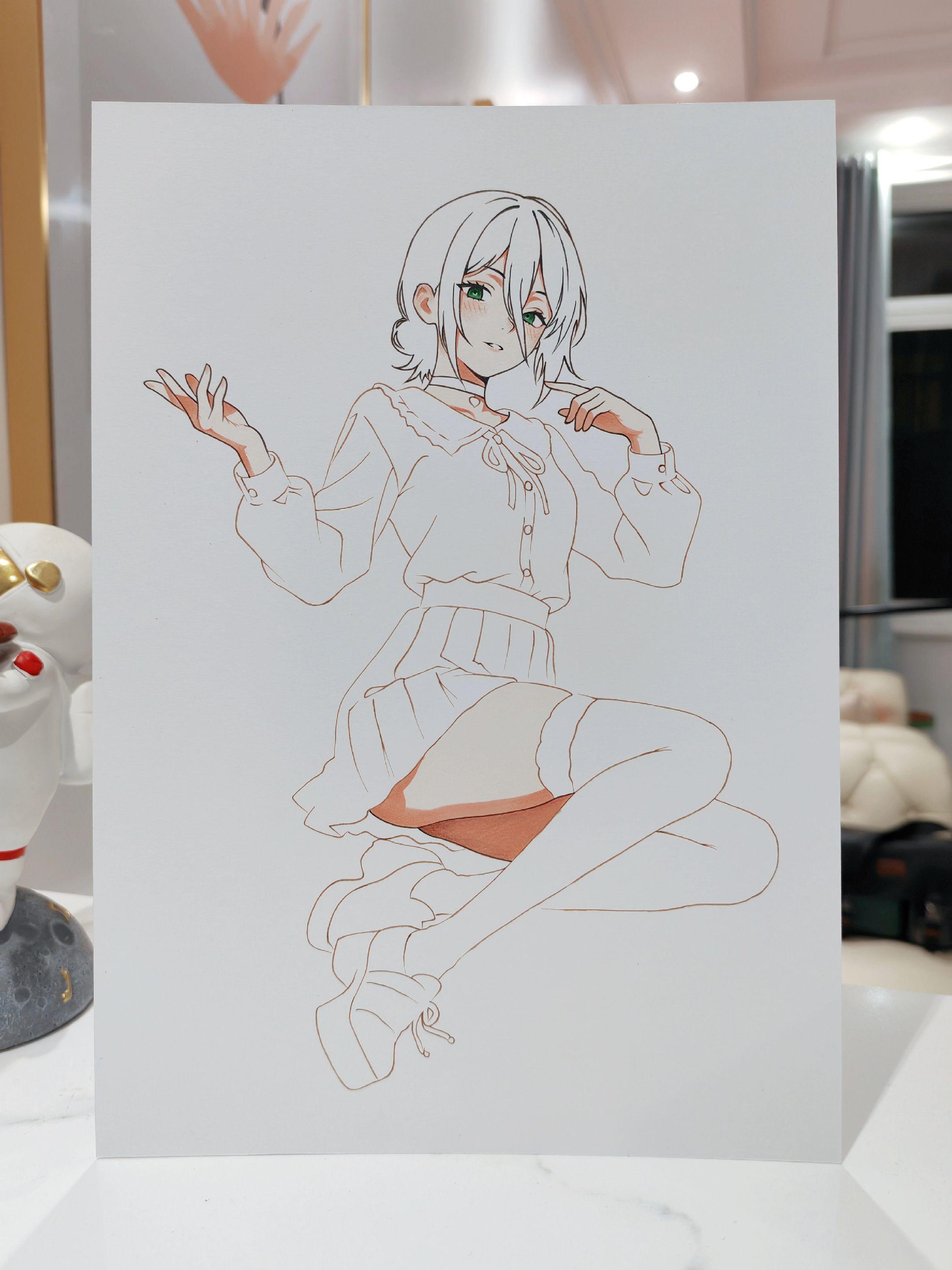 电锯人蕾塞手绘过程图。