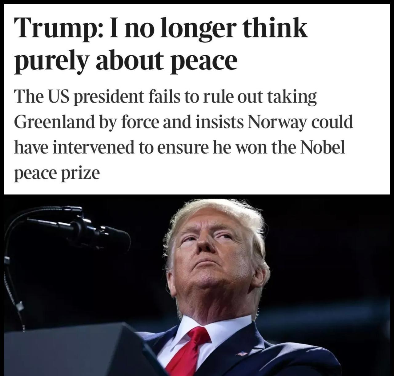 特朗普写信给挪威首相称：挪威政府本可采取行动授予我诺贝尔和平奖，既然没有给我和平