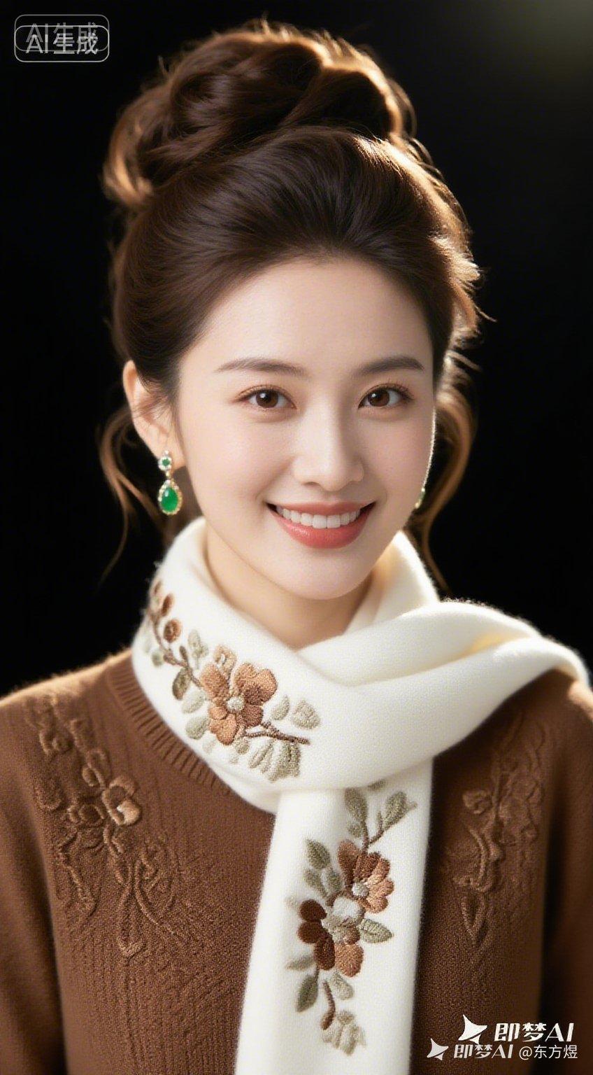 优雅复古风，复古毛衣搭配精致耳环，散发迷人魅力！🌟💎