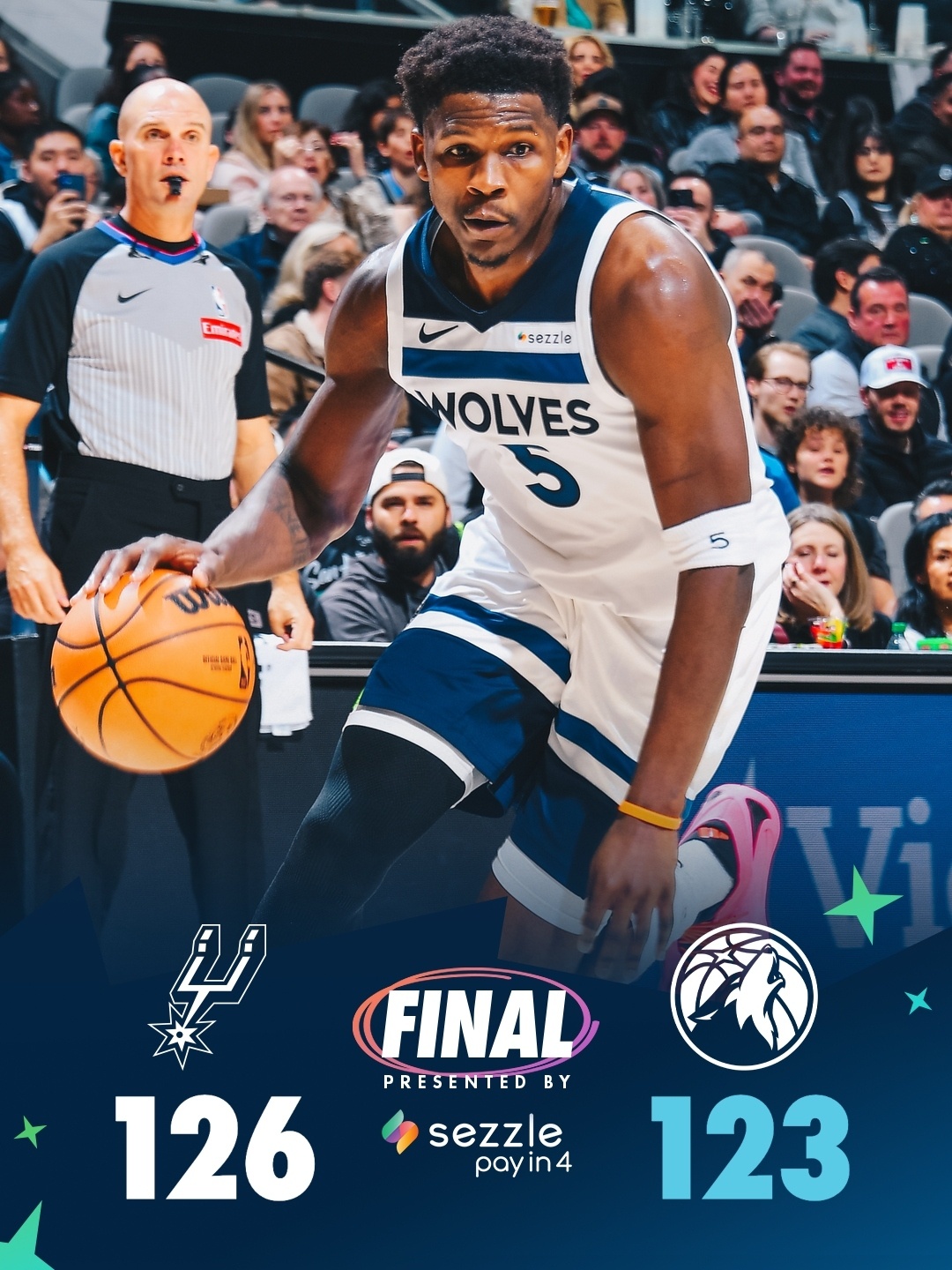 森林狼惜败马刺爱德华兹55分生涯新高文班亚马39分文班华子新时代大小王对决华子的