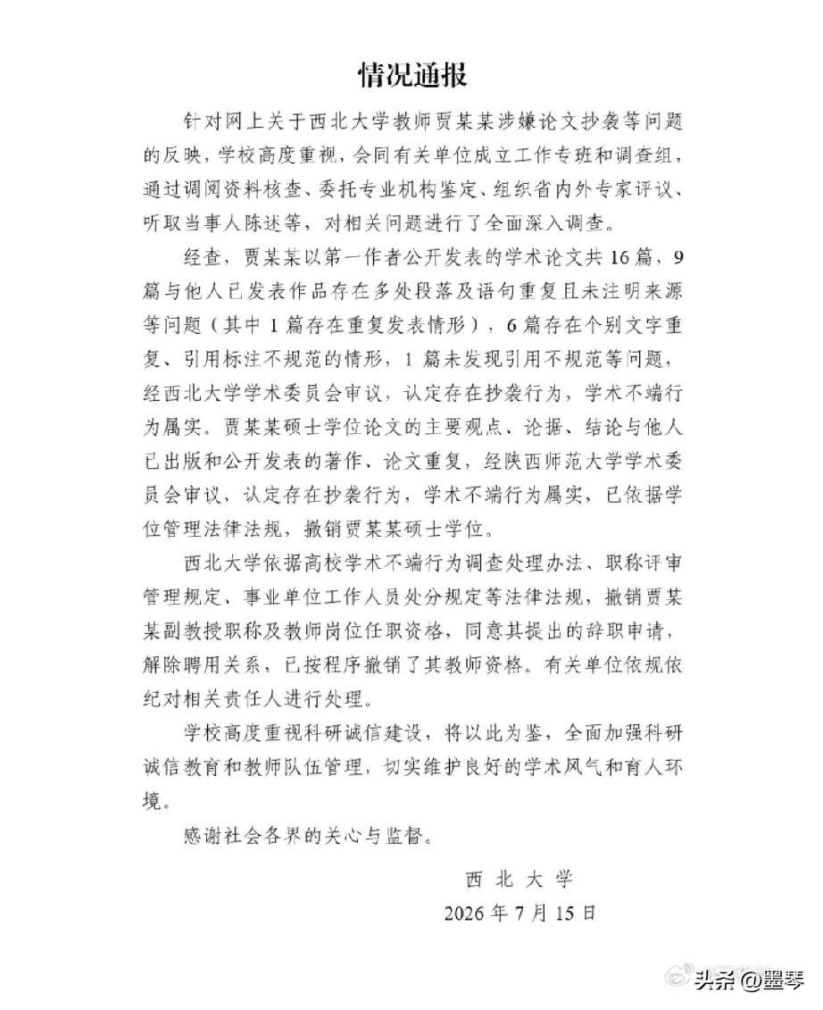 发酵数月终于落地！贾浅浅抄袭案官方通报出炉，学位教职全部撤销，那堵高墙终究还是没
