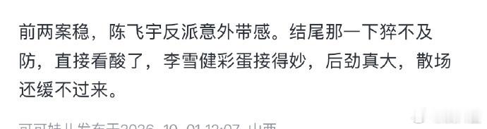 陈飞宇 马朝阳人设谁能料到阿瑟演反派这么有张力，审讯对手戏张力直接拉满。很多不关