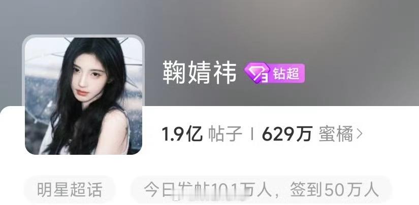 鞠婧祎签到破50万了，这也太🔥了吧！[不愧是你] ​​​