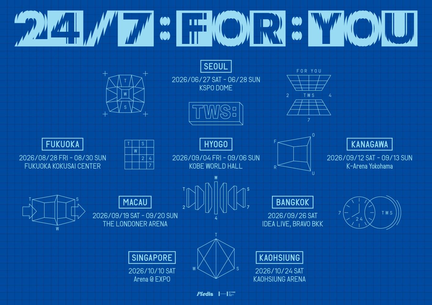 TWS《24/7:FOR:YOU》巡演预告海报中国澳门：9月19日~20日中国高