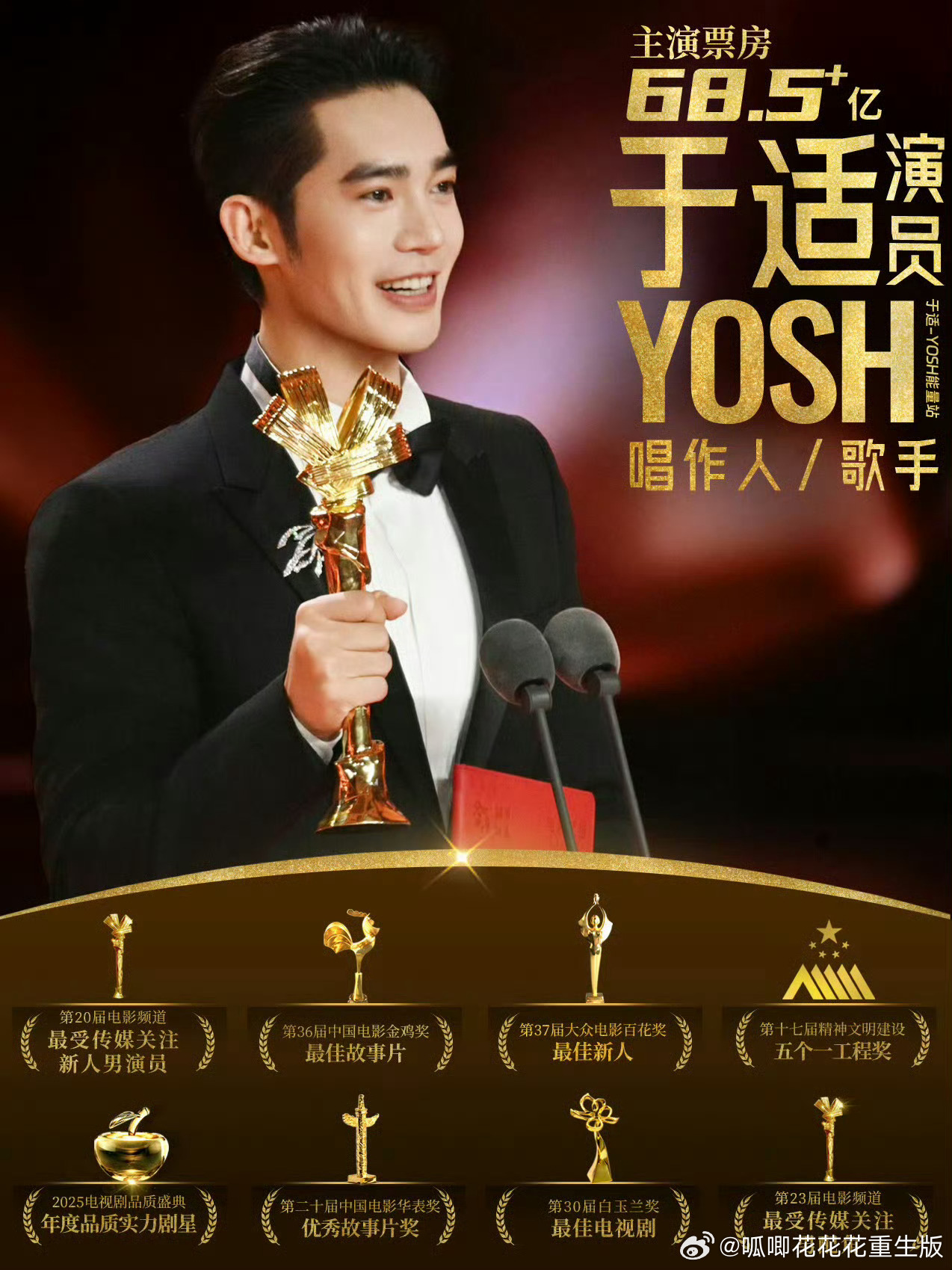 于适主演票房破70亿🎉于适就是最牛的！出道三年，主演电影票房破70亿。从天选姬