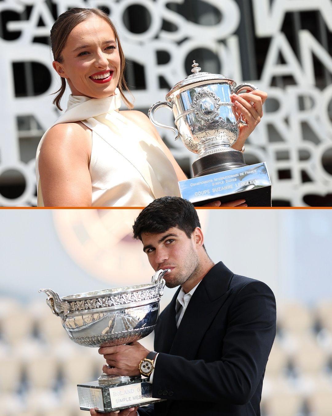 法网男女单打冠军这硬照不错👍#2024罗兰加洛斯##法网2024##wta[超