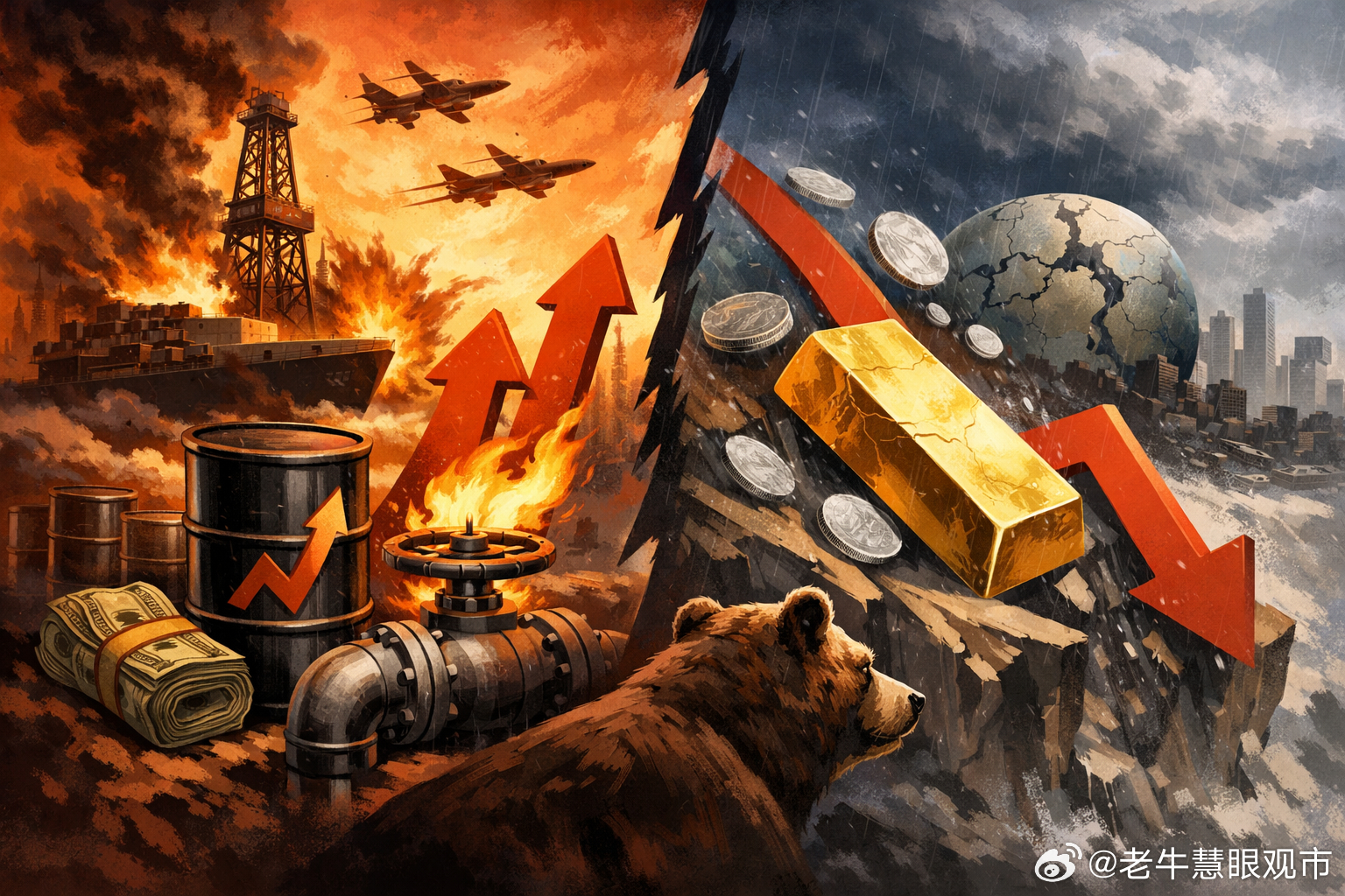 地缘风险把油气顶上天，黄金白银却冲高回落：避险没失灵，资金正在换轨周二的盘面其实