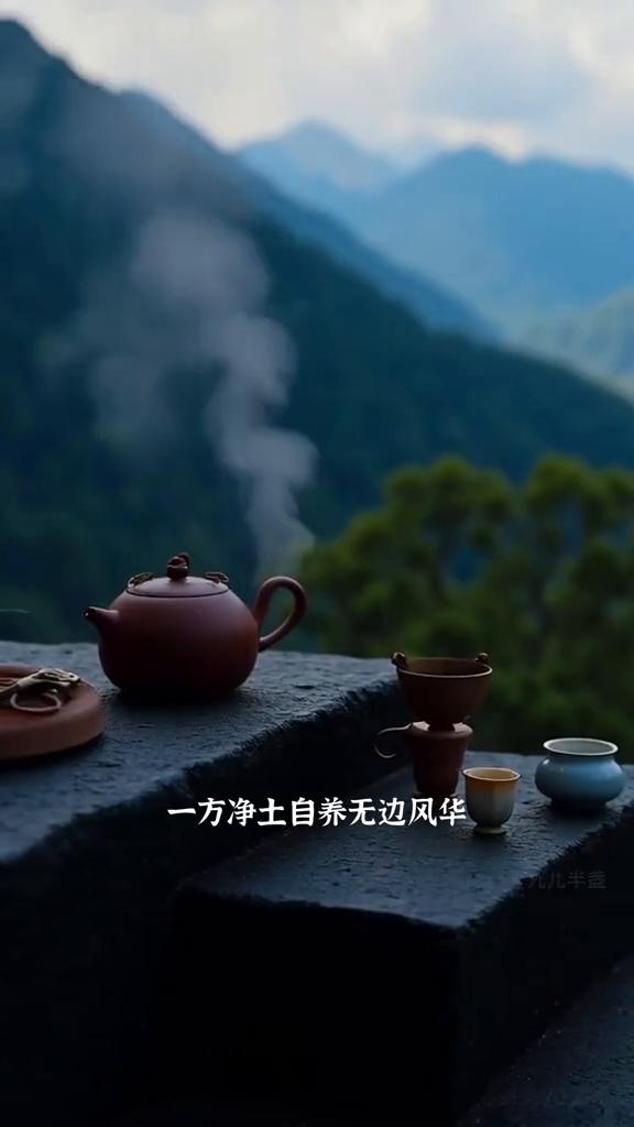 愿借一愿青山，安放浮生，且饮半盏清欢。洗净凡尘，身在烟火，柴米油盐，皆是修行。心