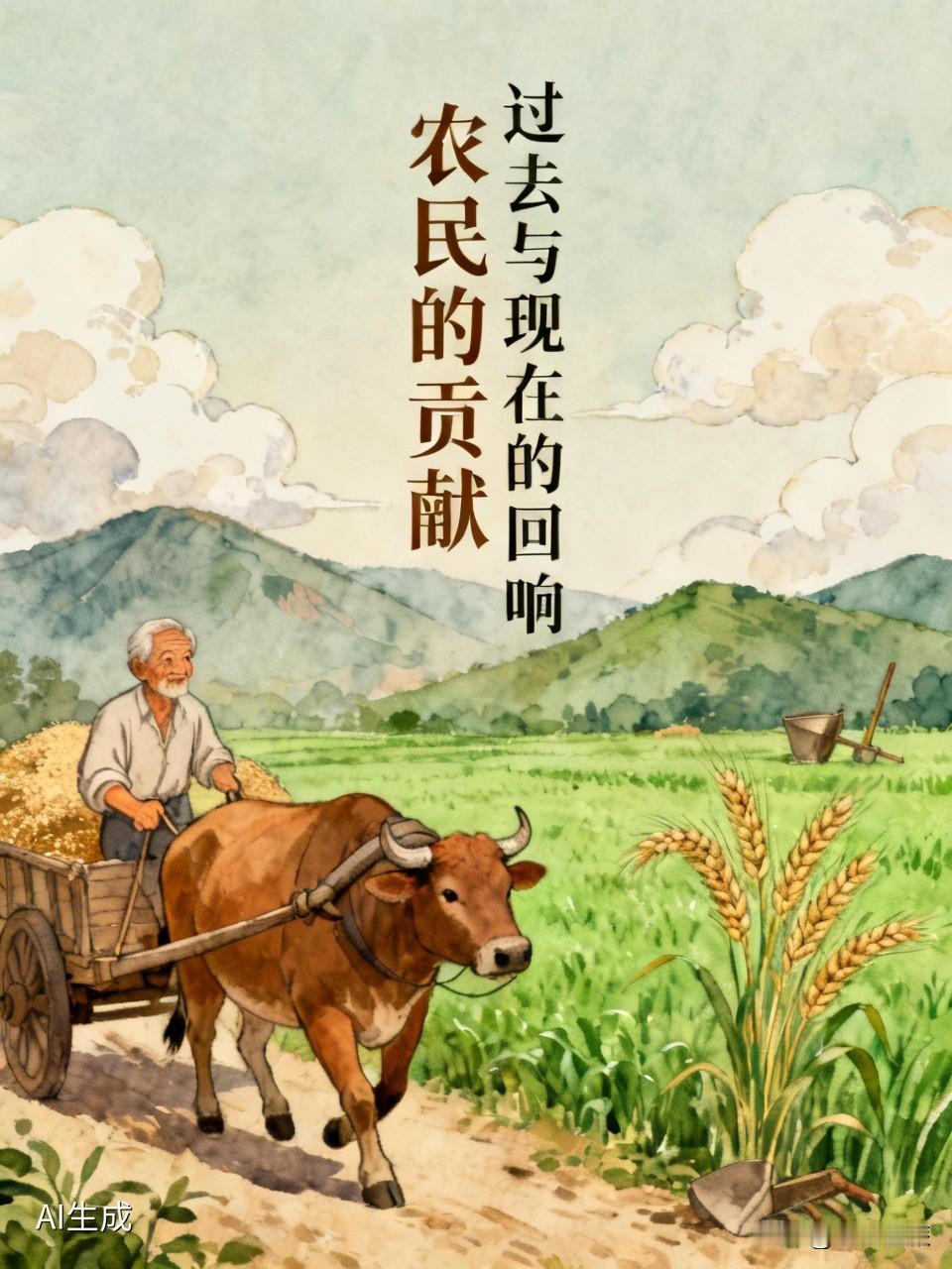 农民绝对是对国家作出巨大贡献的群体。以前，老一辈农民天不亮就拉着板车去粮站交公粮