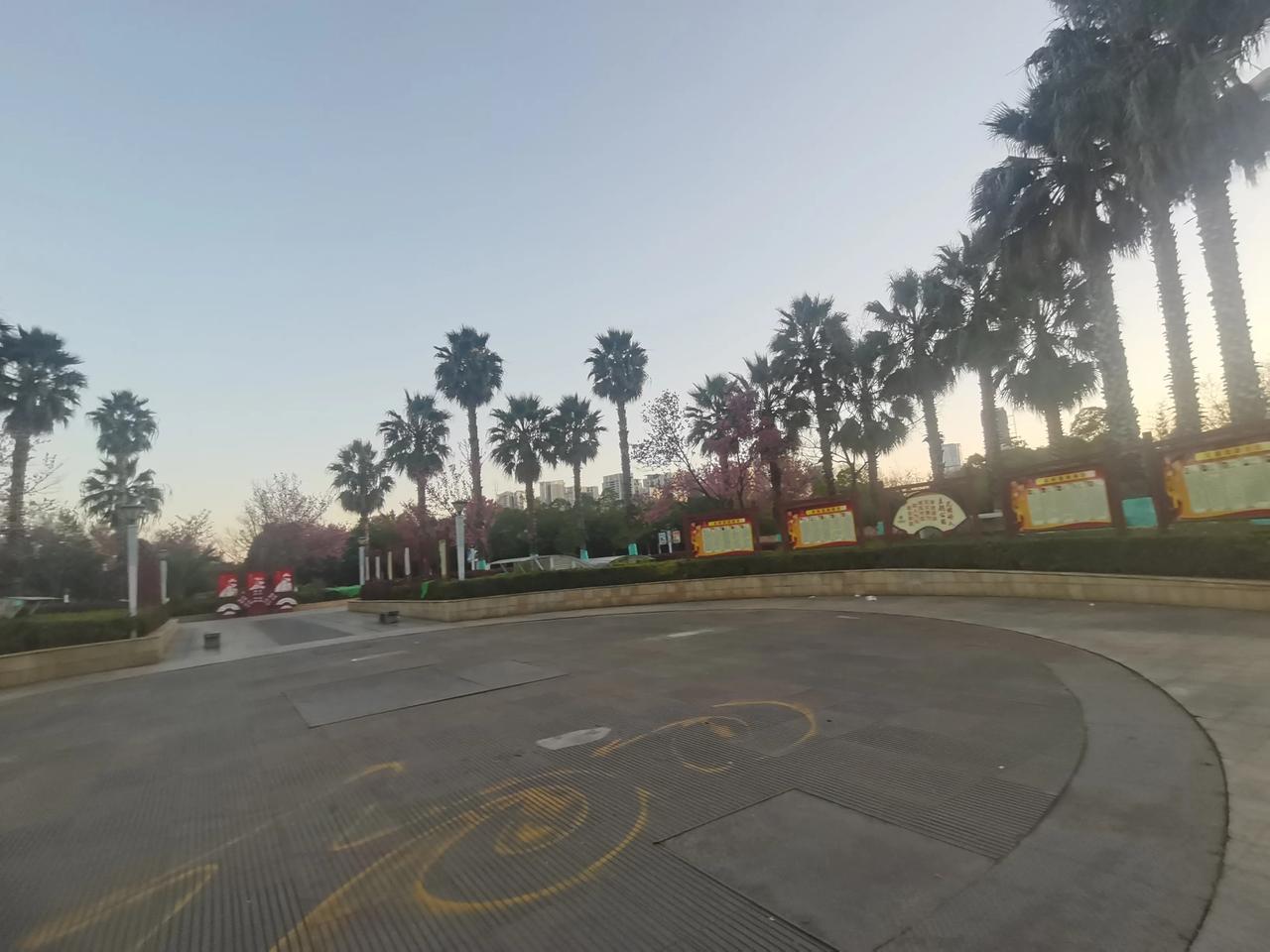 傍晚的昆明官渡森林公园，现在的气温14度，从今天的最高17度己经降了3度了，但是