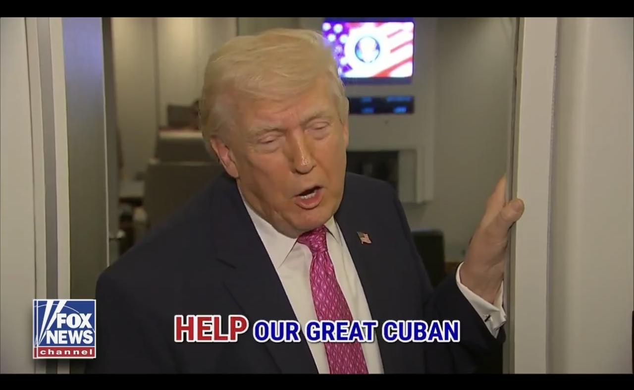 记者：“你提到古巴将是下一个目标，你这话具体是什么意思？”

特朗普总统：“没错