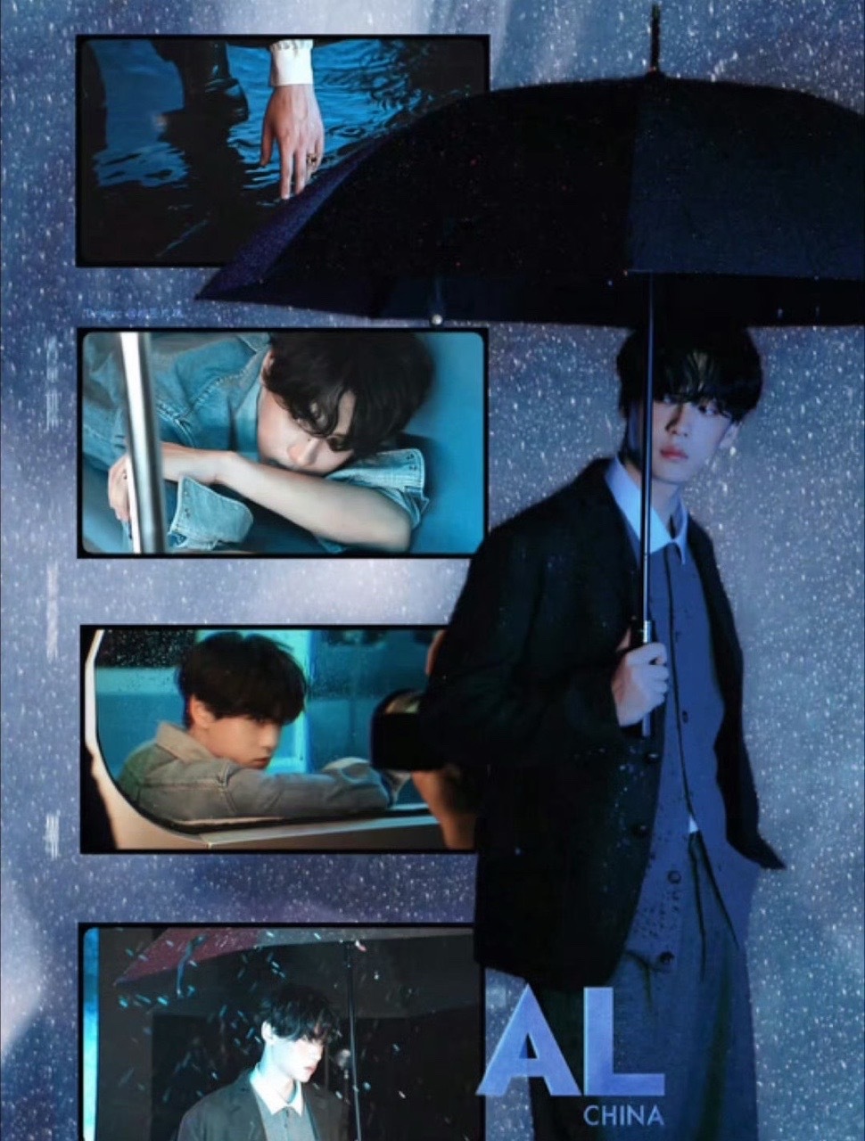 田栩宁邂逅一场落在伞檐的冬日田栩宁撑伞名场面简直冬日氛围直接拉满，伞檐滴落的雨珠