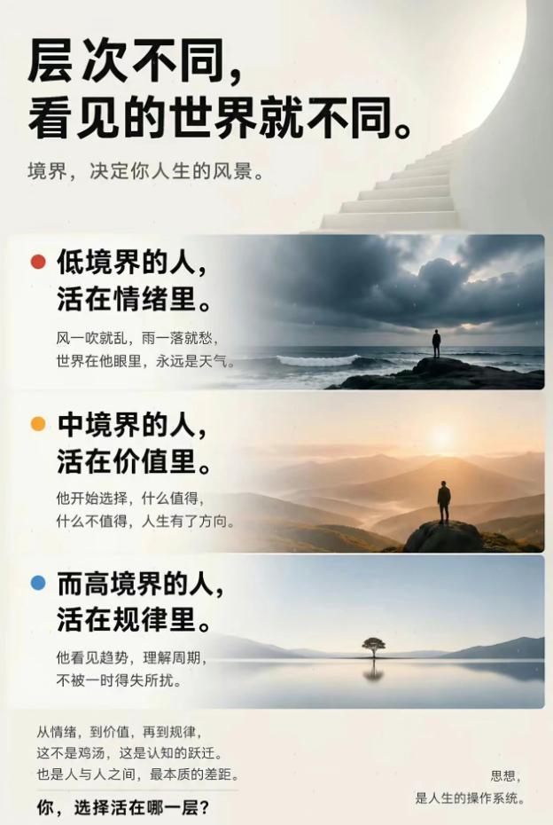 层次不同，看见的世界真的不一样：你在哪一层？
🌄 层次不同，看见的世界就不同。