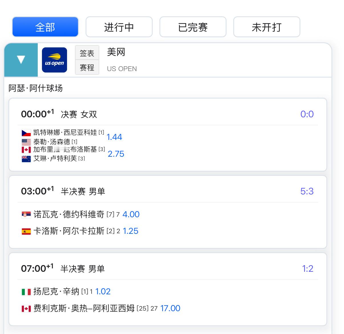 【2025美网第1️⃣3️⃣比赛日推荐赛程】第一场最受关注的男单半决赛在凌晨，大