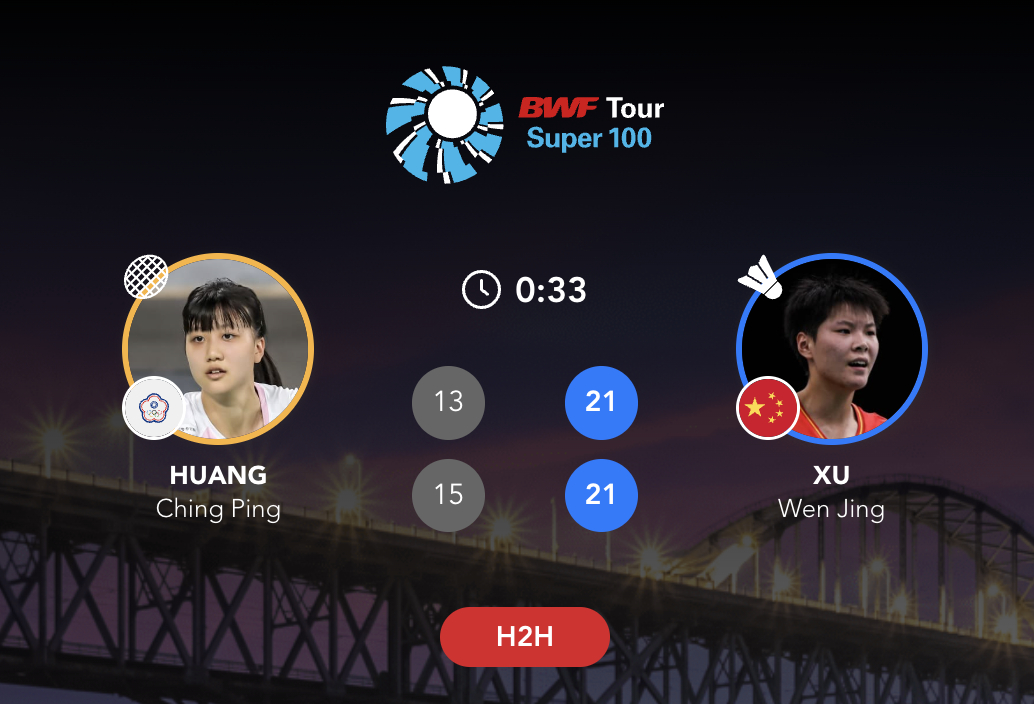 徐文婧🇨🇳 21-13、21-15 黄瀞平半决赛：徐文婧🇨🇳 vs 🇮