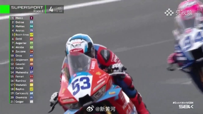 【#张雪机车荷兰站第四名#】世界超级摩托车锦标赛荷兰站SSP组决赛第一回合，张雪