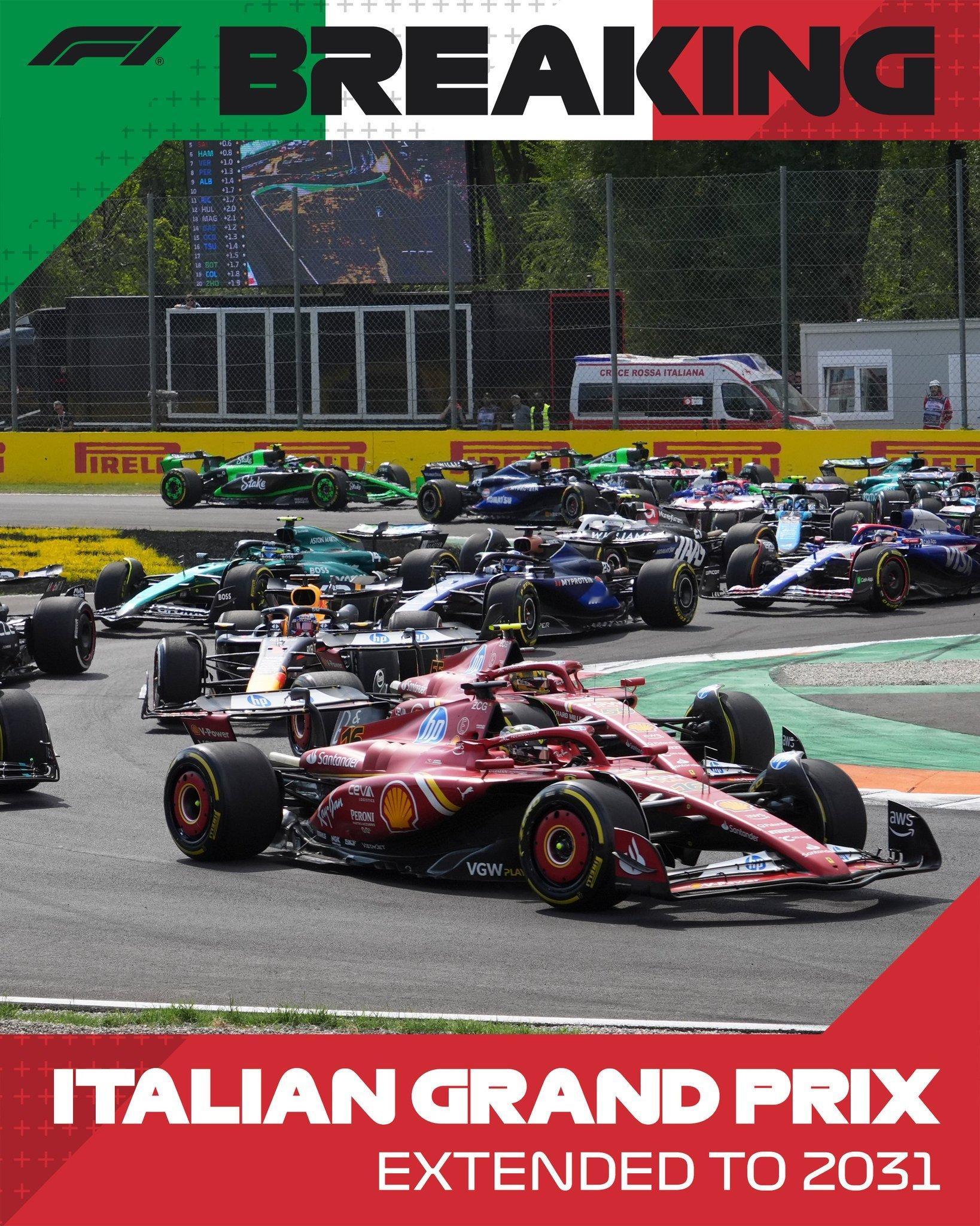 官方：F1和蒙扎赛道续约至2031赛季 