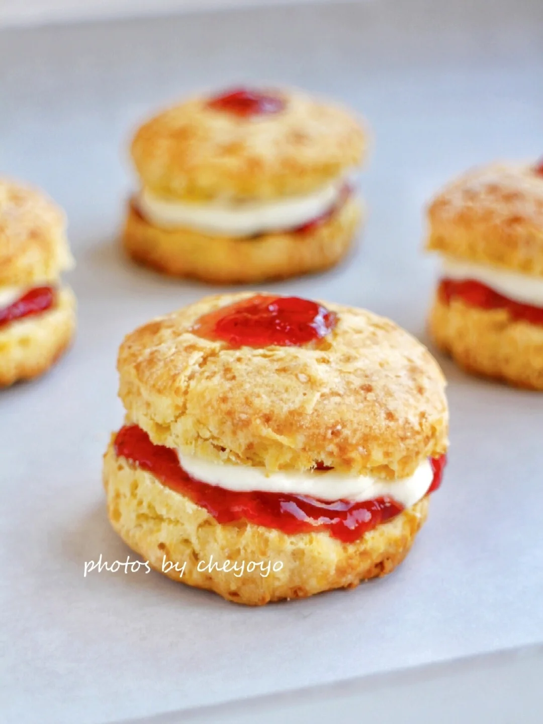 神仙美味‼️草莓酱香草司康 无需打发