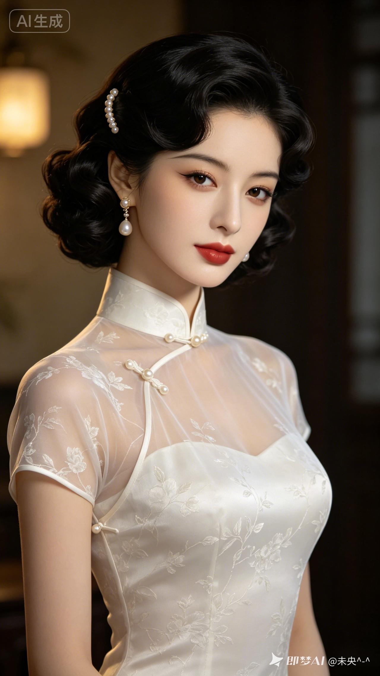 这位美女穿着旗袍，好优雅！