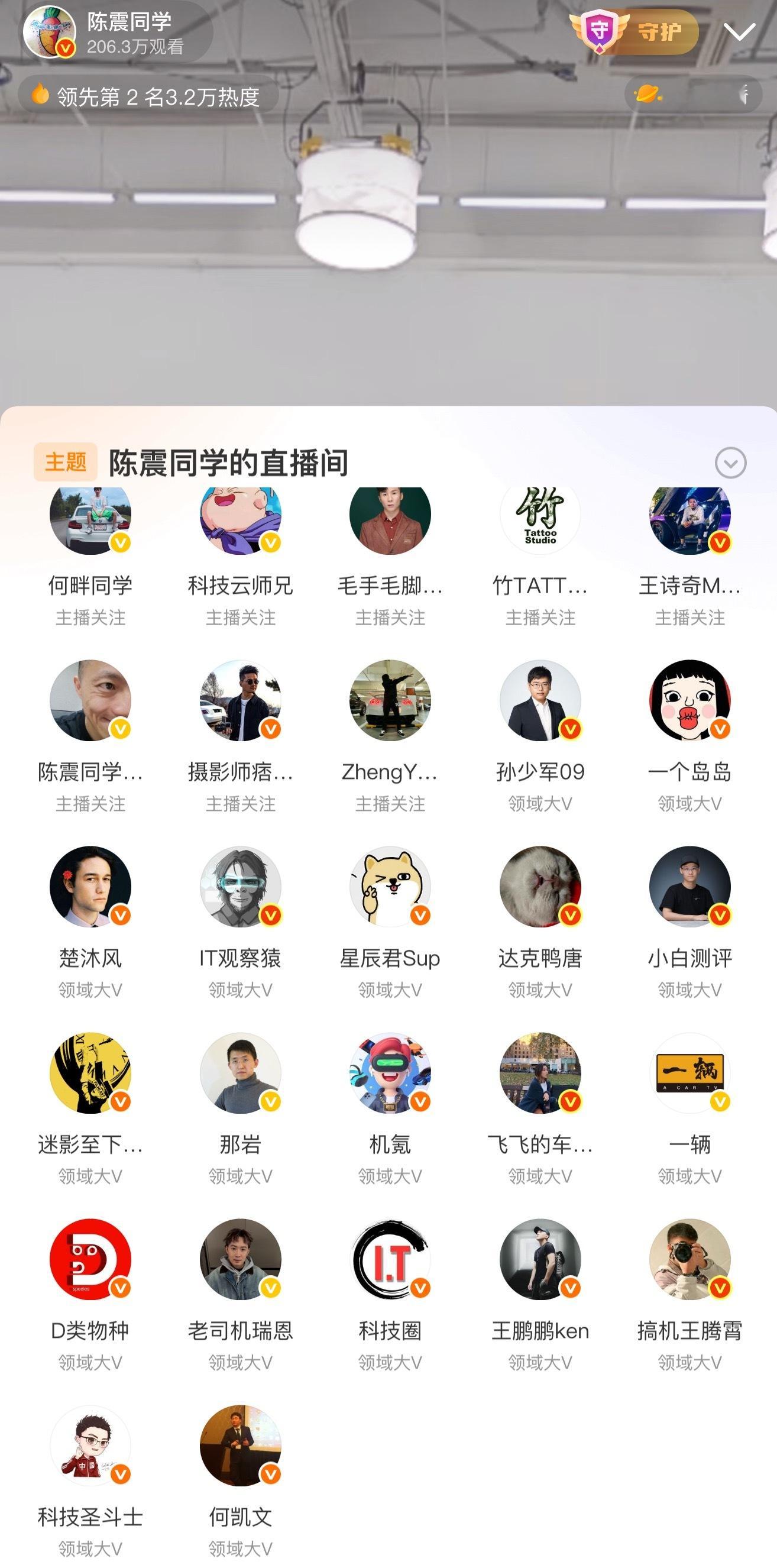 我去，这么多大V看陈震直播呢？[哆啦A梦吃惊]飞飞也在 ​​​